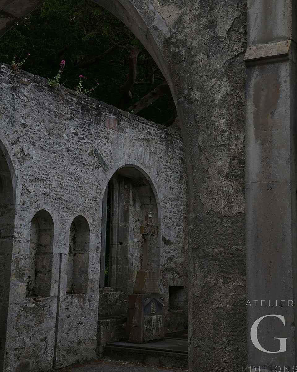 ancient cross inside muckross abbey